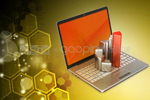 帶有財務(wù)圖表的筆記本電腦